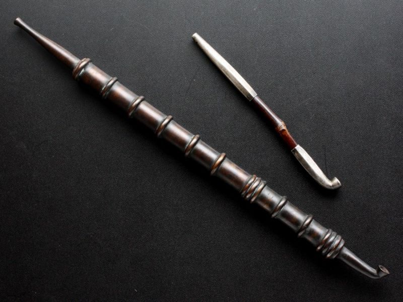 1800s Antique Japanese Samurai Weapon "KENKA KISERU" Smoking Pipe Long