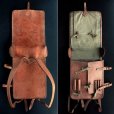 Photo1:  Antique Japanese Randoseru Back Pack Leather Bag Army Early 1900s (1)