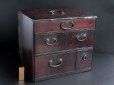 Photo1: Late 1800s Meiji Japanese Antique wooden 5 drawer Box (1)