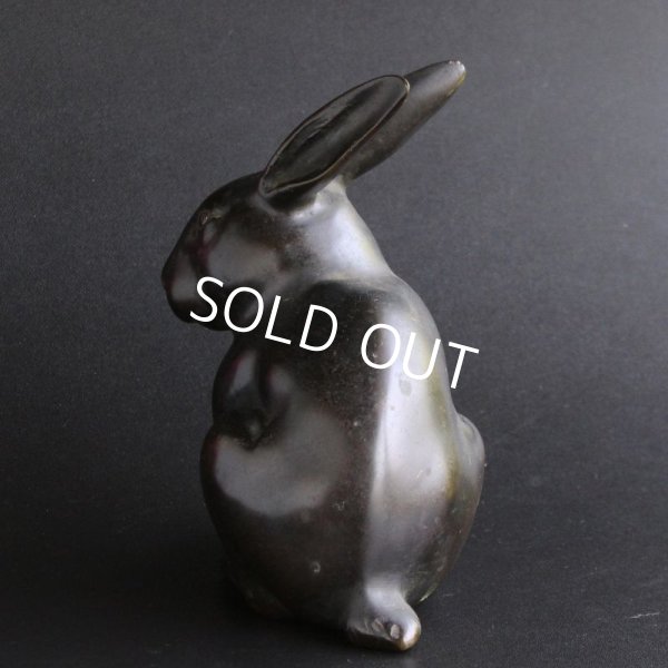 Photo3: ANTEQUE JAPANESE OLD BRONZE RABBIT STATUE Late 1800s Meiji era