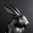 Photo1: ANTEQUE JAPANESE OLD BRONZE RABBIT STATUE Late 1800s Meiji era (1)