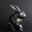 Photo2: ANTEQUE JAPANESE OLD BRONZE RABBIT STATUE Late 1800s Meiji era (2)