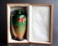 Photo3: Antique Japanese Gold fish signed Cloisonne Enamel Vase with wood box (3)