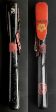 Photo3: 1800s Antique Japanese Edo samurai YAZUTSU arrow bow case Wooden lacquered crest (3)