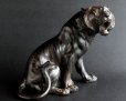 Photo2: Great Antique Meiji Japanese Rare Sitting Tiger Bronze Statue Figurine 4.3kg