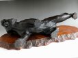 Photo11: Antique Japanese Meiji Signed TSUNEMITSU Bronze Tiger Big Statue 60cm Glass eyes