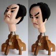 Photo3: Antique Japanese Edo Signed Bunraku Puppet Samurai Doll Head (Awa Ningyo Joruri)