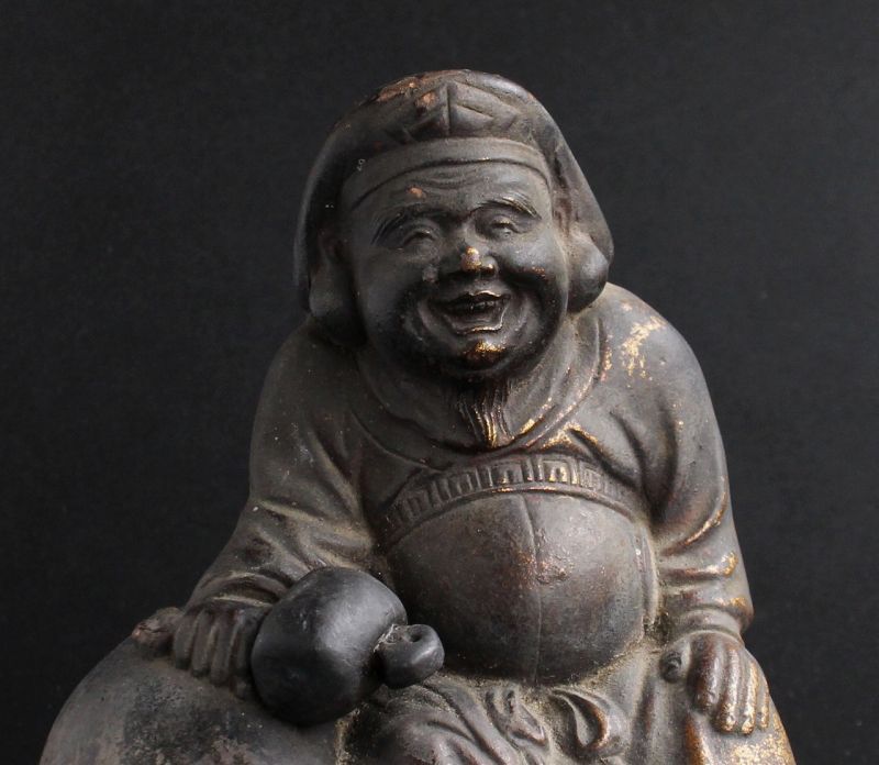 Antique Japanese old pottery DAIKOKU God Statu edo Meiji era