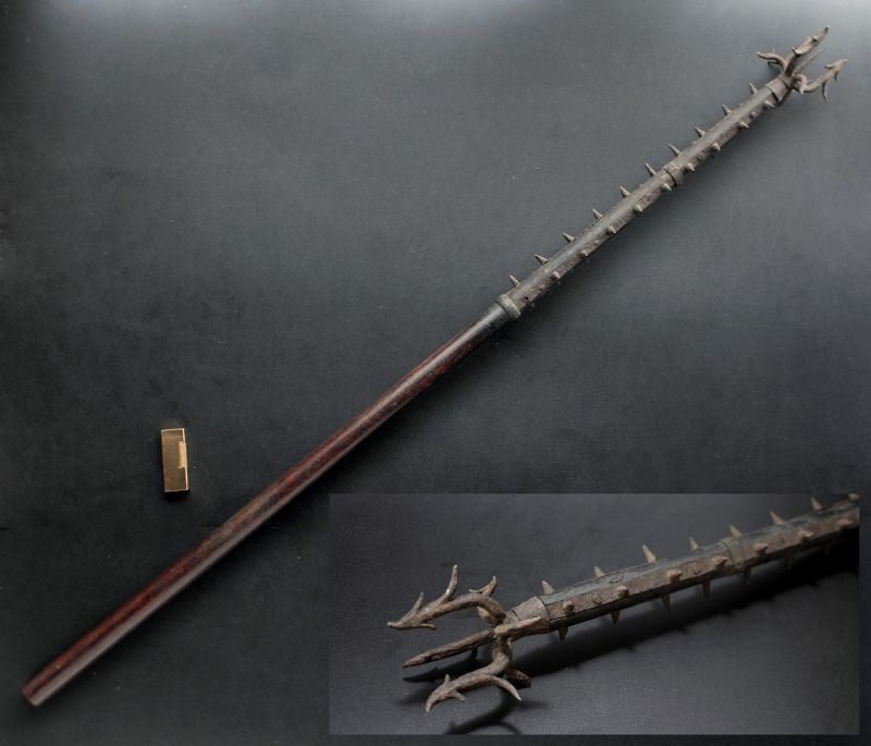 EDO Antique Japanese SODEGARAMI Samurai police Weapon Iron Barbs Hook 108cm