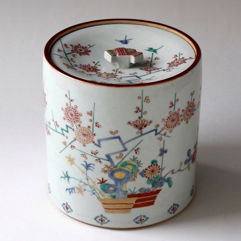 Japanese Meiji antique Kakiemon-style Mizusashi Water Container TEA CEREMONY