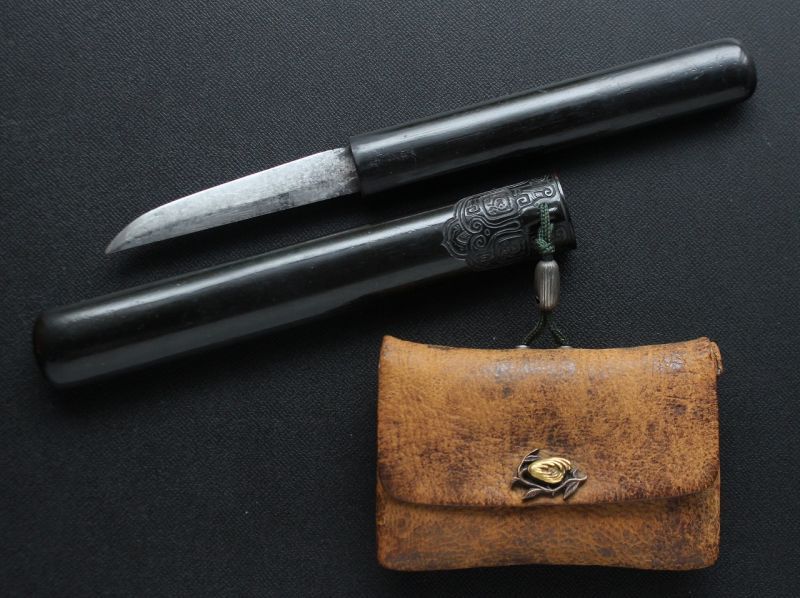 Rare Japanese Antique Samurai TANTO Hidden Sword Tobacco case Edo