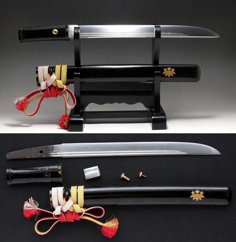 Antique Japanese Edo Samurai Sword TANTO Hira zukuri Mumei Lacquered KOSHIRAE