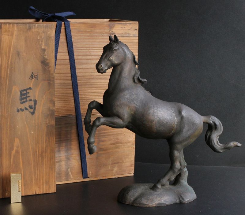 Antique Japanese Bronze Success prancing Horse Statue Meiji Era