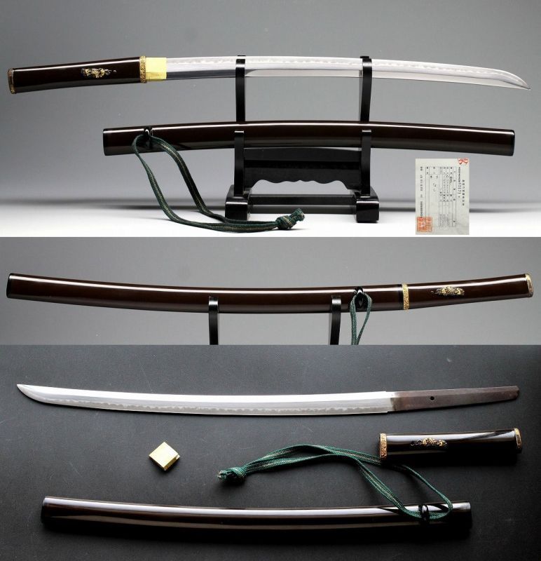 Rare Long KANMURI OTOSHI Edo Samurai Sword Beautiful Blade & Lacquered KOSHIRAE