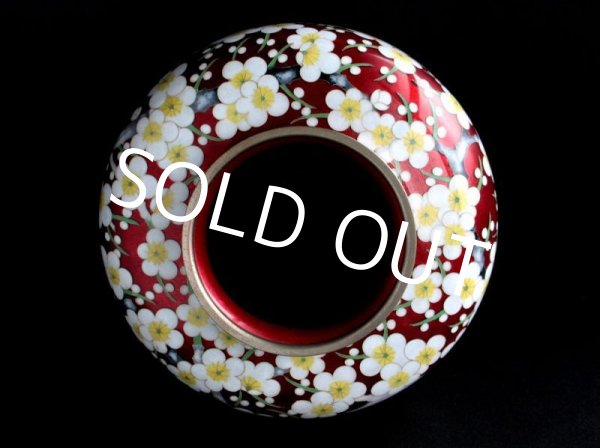 Photo3: ANDO Japanese Silver Wire Cloisonne Enamel Signed Flower Vase Plum Flower w/Box