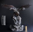 Photo1: Japanese Antique Bronze HAWK EAGLE Artist Signed STATUE Okimono