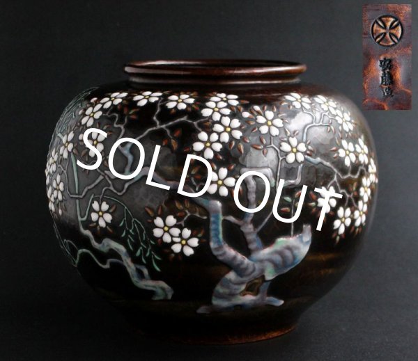 Photo1: Same as Museum Antique Japanese ANDO Cloisonne Raised Cherry blossom Vase signed