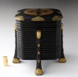 Photo1: Japanese Samurai wooden Lacquered storage box HOKAI Gold family crest