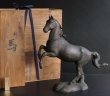 Photo1: Antique Japanese Bronze Success prancing Horse Statue Meiji Era