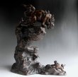 Photo5: Large Antique Japanese Bronze Statue Lion Father and two sons OKIMONO Foo Dog Shishi