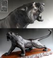 Photo1: Antique Japanese Meiji Signed TSUNEMITSU Bronze Tiger Big Statue 60cm Glass eyes