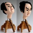 Photo4: Antique Japanese Edo Signed Bunraku Puppet Samurai Doll Head (Awa Ningyo Joruri)