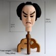 Photo2: Antique Japanese Edo Signed Bunraku Puppet Samurai Doll Head (Awa Ningyo Joruri)