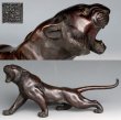 Photo1: Great Antique Japanese Meiji Big Tiger Bronze Statue by OMORI MITSUMOTO 26 inch